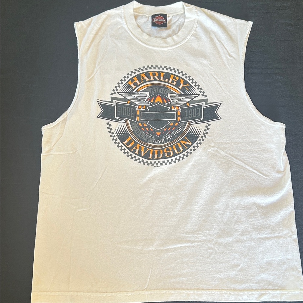 Harley-Davidson White Graphic Tank Top